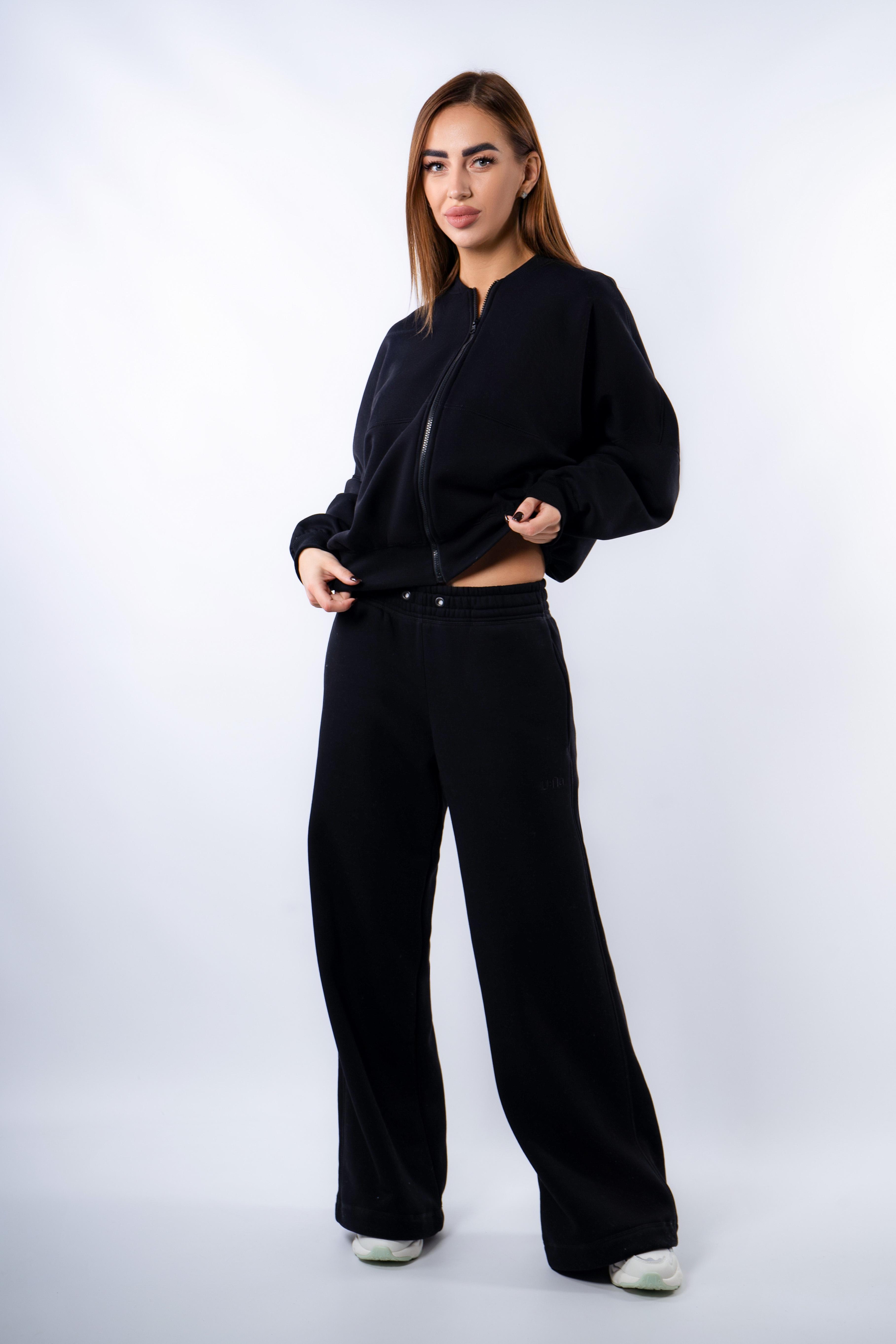 Cпортивные брюки женские U:na теплые на флисе 103935 M Черный