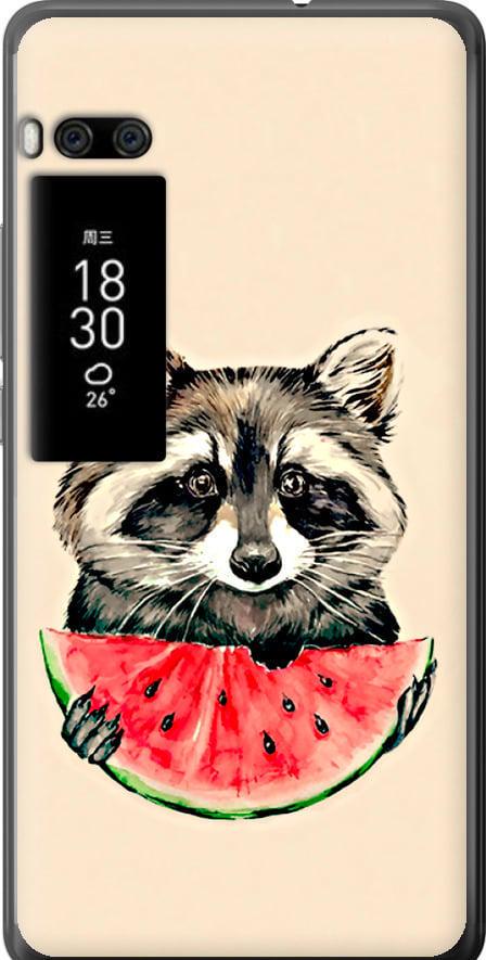 Чехол на Meizu Pro 7 Plus Енотик с арбузом (4605u-1131-42517)
