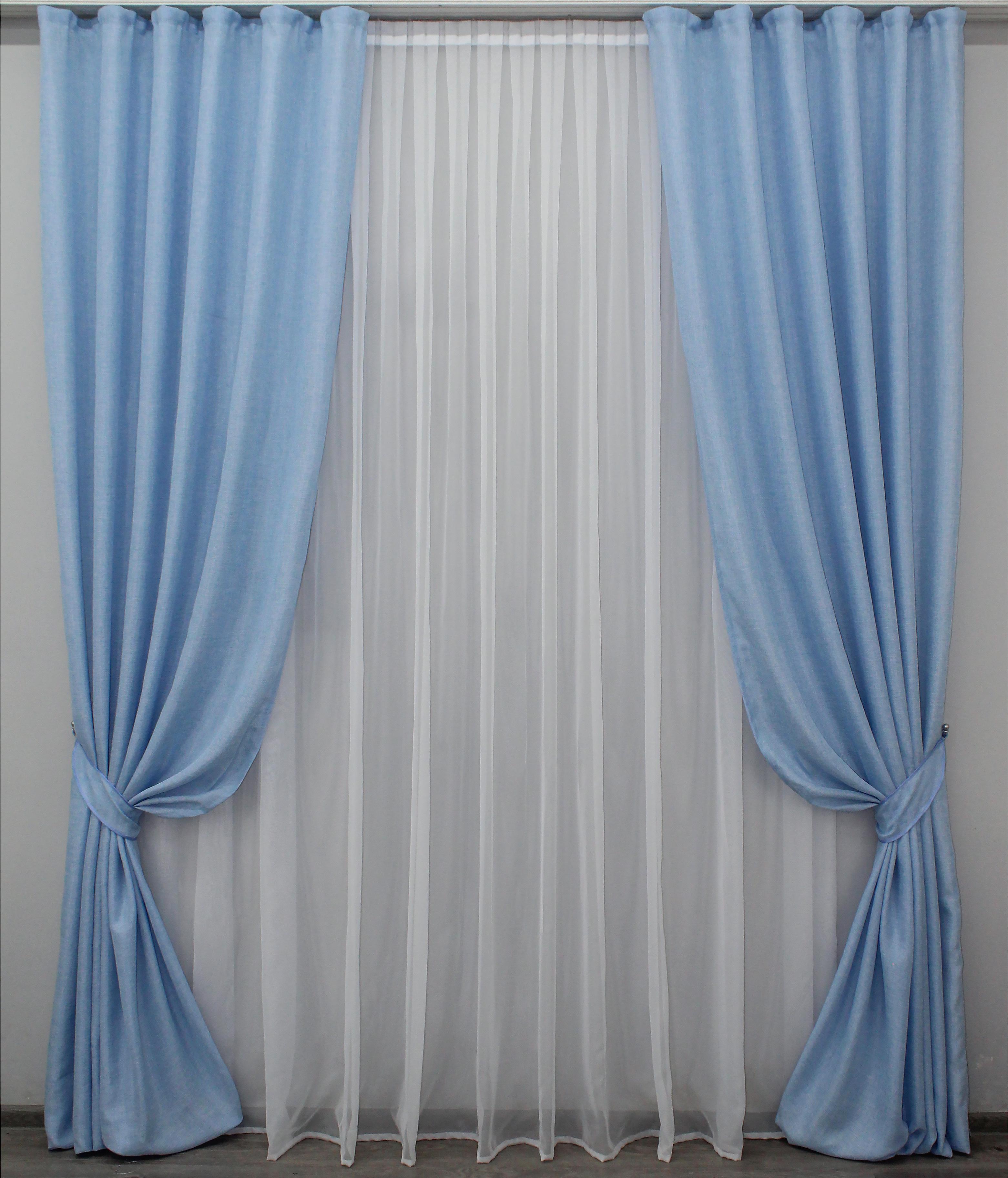 Комплект штор VR-Textil Мешковина № 1055ш лен 100х285 см 2 шт. Голубой (31-497)
