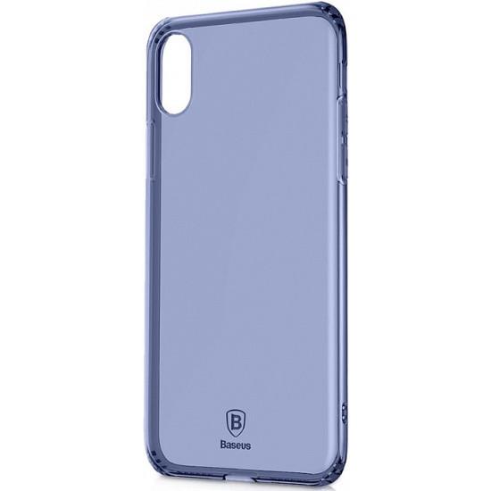 Чехол-накладка Baseus Simple Series with Pluggy TPU Case for iPhone X, Transparent Blue - фото 2