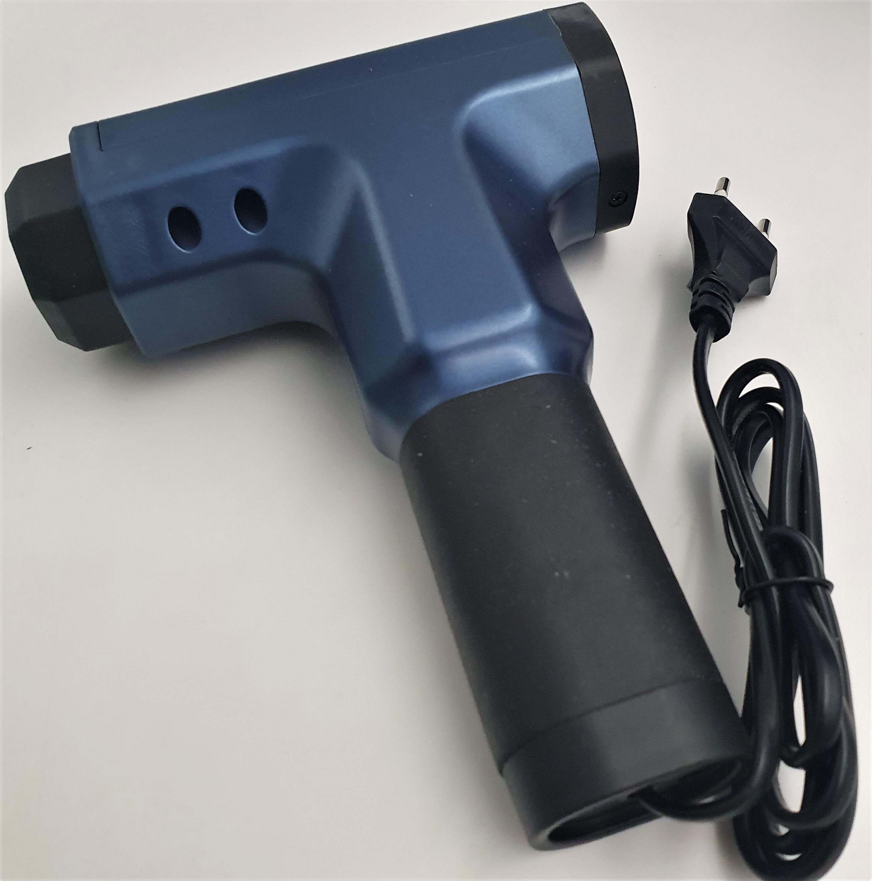 М'язовий масажер для тіла ручний 220V портативний 4 насадки Fascial Gun RF-709 Синій - фото 5