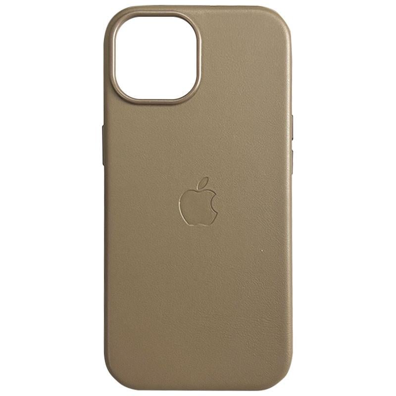 Протиударний Чохол для Apple iPhone 15 (6.1") Epik Leather Case (AAA) with MagSafe and Animation Light Brown - фото 1