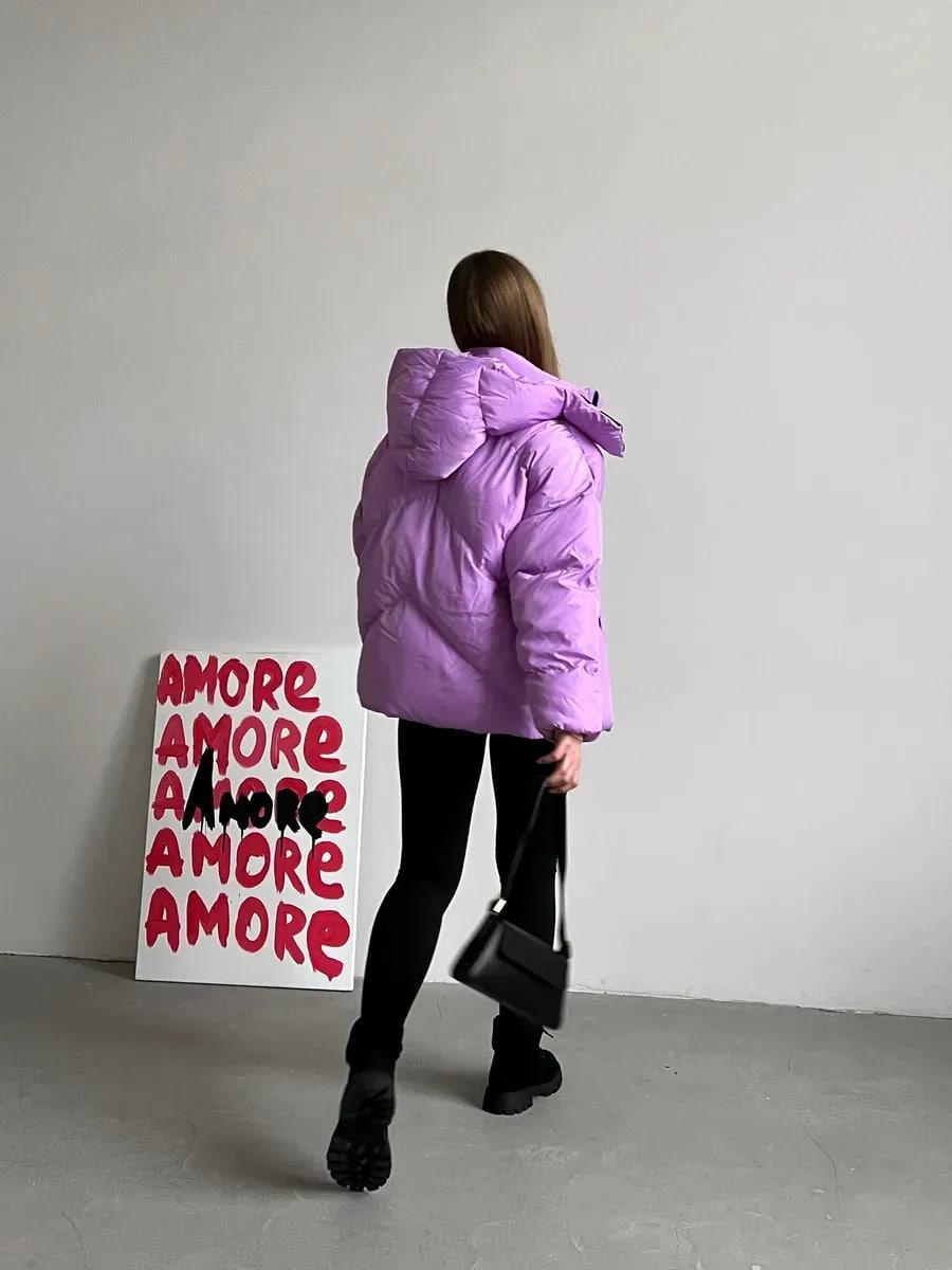 Пуховик жіночий Quadro зимовий до -15°С з капюшоном оверсайз L/XL Лавандовий (26531/1/2) - фото 6