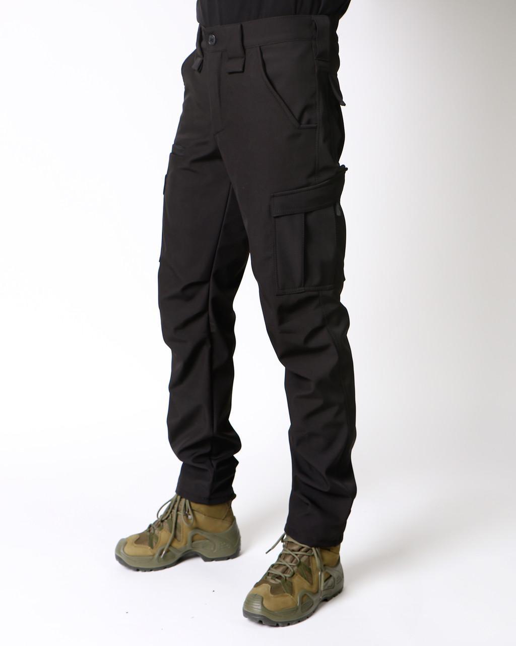 Брюки на флисе шесть карманов софтшелл р. 46 Черный (ШтаниТС_софтш_фліс_ч_46) - фото 2 Брюки на флисе шесть карманов софтшелл р. 46 Черный (ШтаниТС_софтш_фліс_ч_46) - фото 2