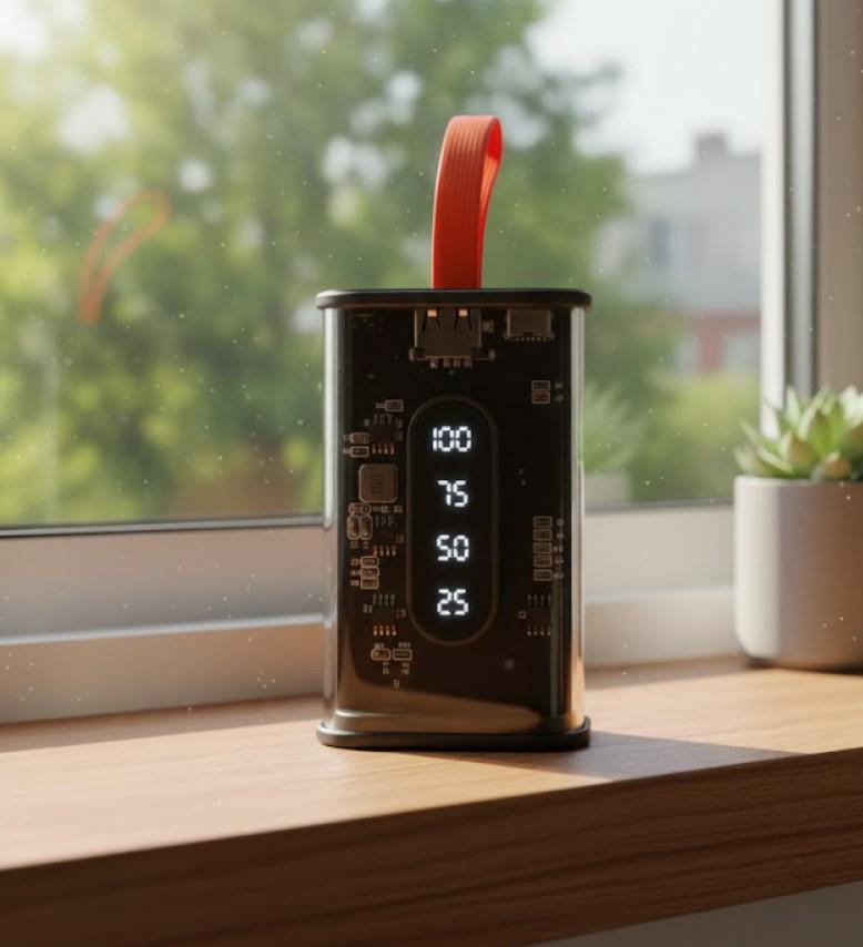 Повербанк з LED-дисплеєм і прозорим дизайном 10000 мАг Чорний (2104618814) - фото 6 Повербанк з LED-дисплеєм і прозорим дизайном 10000 мАг Чорний (2104618814) - фото 6