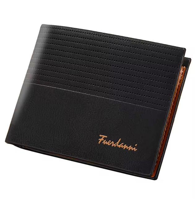 Кошелек мужской Fuerdanni для денег и карт винтажный стиль PU кожа Черный