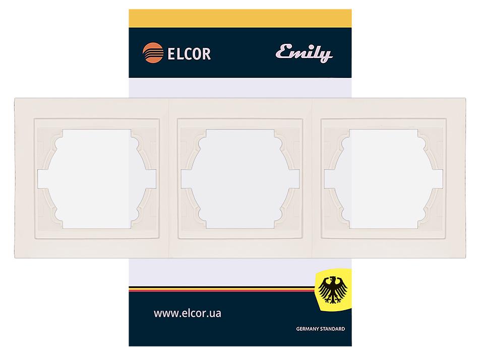 Рамка горизонтальна Elcor Emily 9215 3-місна Кремовий (211559)