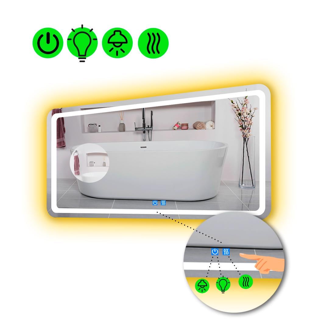 Зеркало с LED подсветкой Anvi с двумя сенсорами 70x60 см (8775916) Зеркало с LED подсветкой Anvi с двумя сенсорами 70x60 см (8775916)