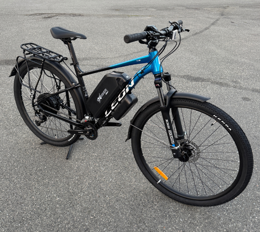 Велосипед с Е-комплектом с багажником Leon TN 80 HDD 2025 29" 48 В 500 Вт MXSUS 15 Ah до 55 км запас хода дисплей LSD10 Pas-ассистент