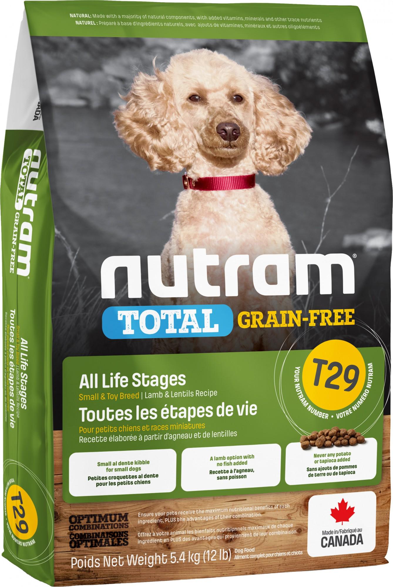 Корм сухой для собак мелких пород Nutram T29 Total Grain Free c ягненком и овощами 5,4 кг (813788002865)