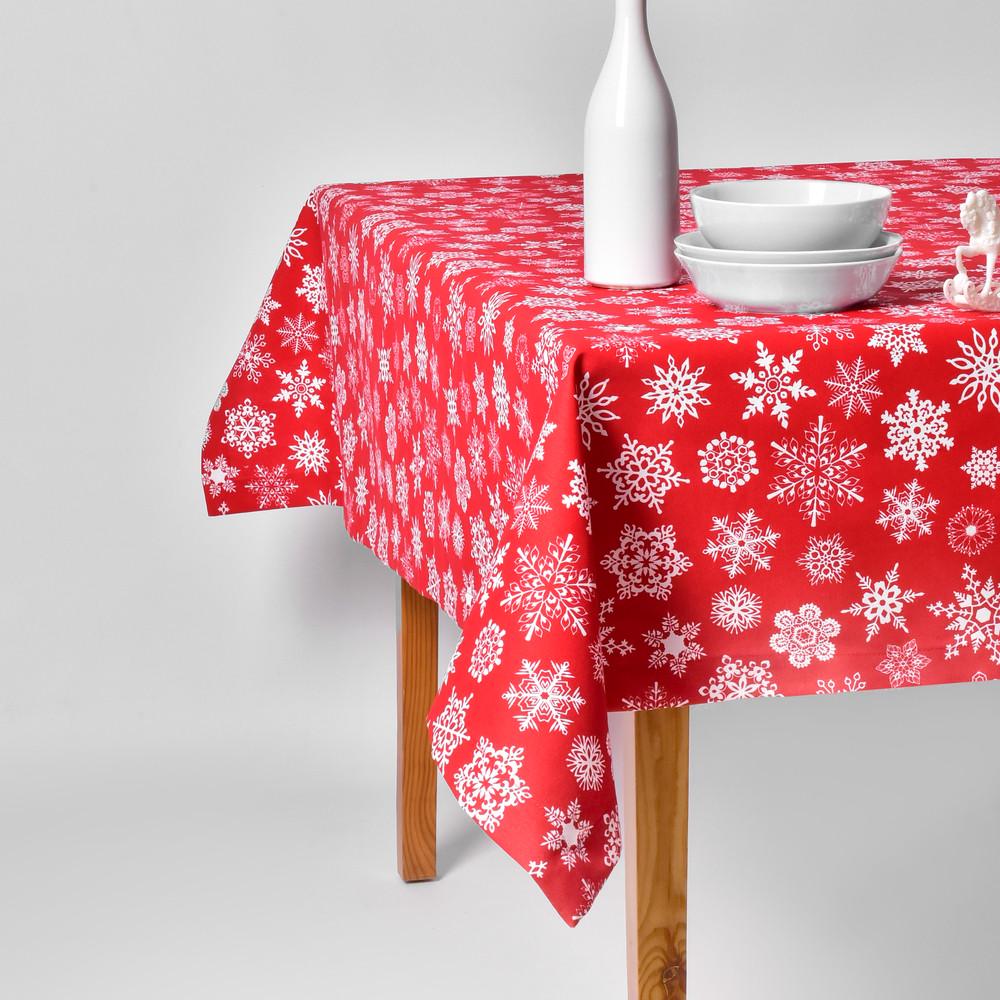 Скатерть новогодняя Снежинка с водоотталкивающей пропиткой 170x260 см Красный (2001750624)