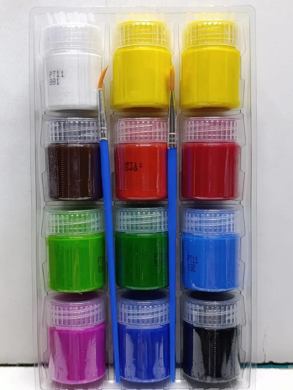 Гуашь художественная в баночках с кистью 12 цветов по 15 мл (37-122189) - фото 7