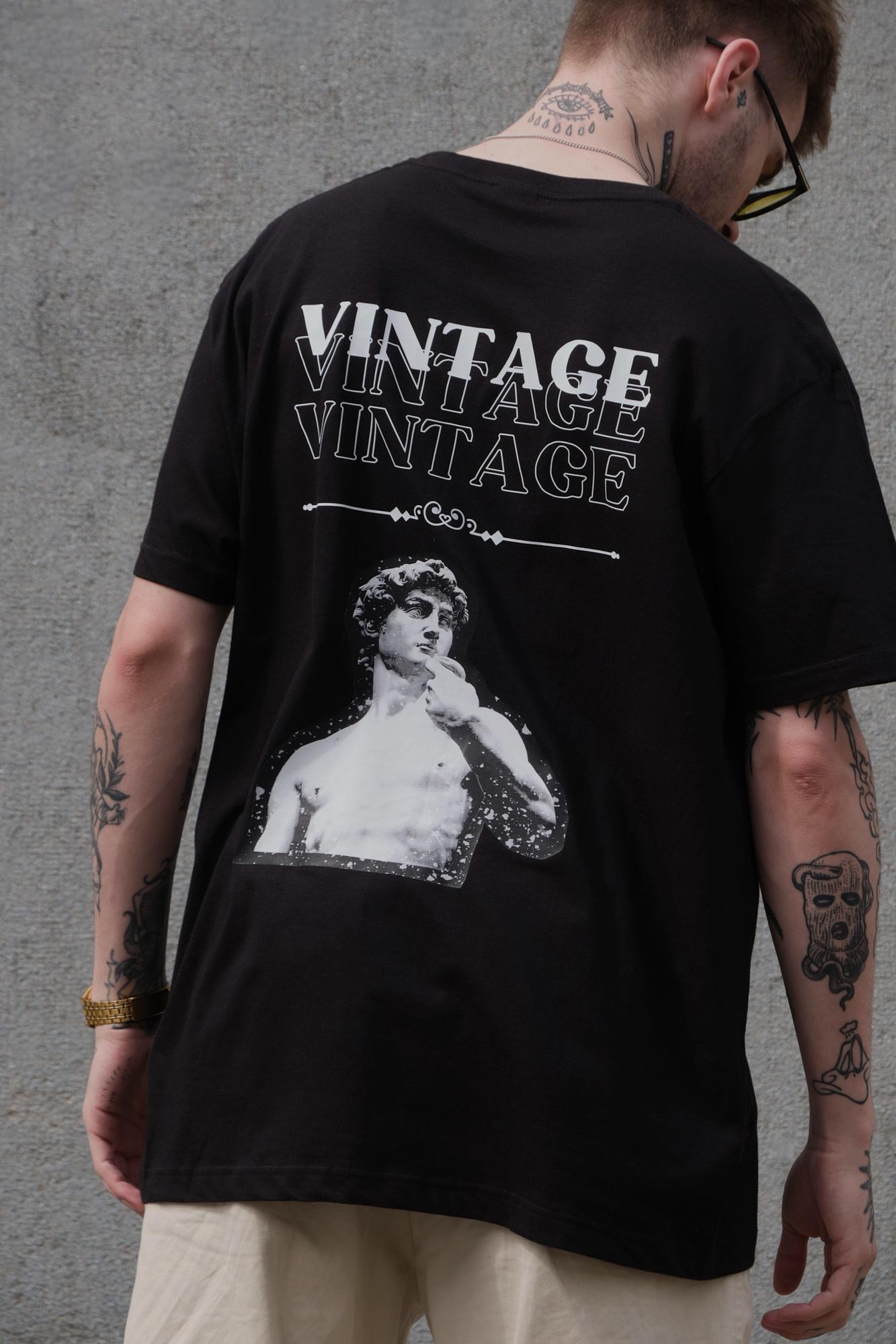 Футболка чоловіча Without Vintage з принтом оверсайз S/M Black (S8049246)