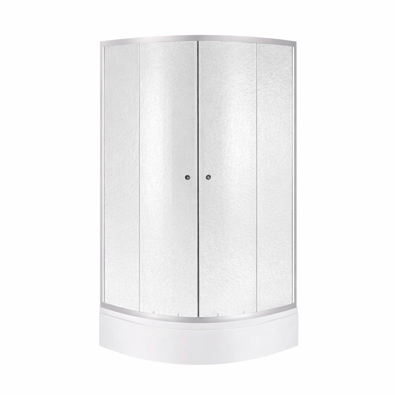Душевая кабина Lidz Latwa SC80x80.SAT.MID.FR полукруглая/стекло Frost 4 мм и душевой поддон Kapielka ST80x80x26 с панелью (3137794477)