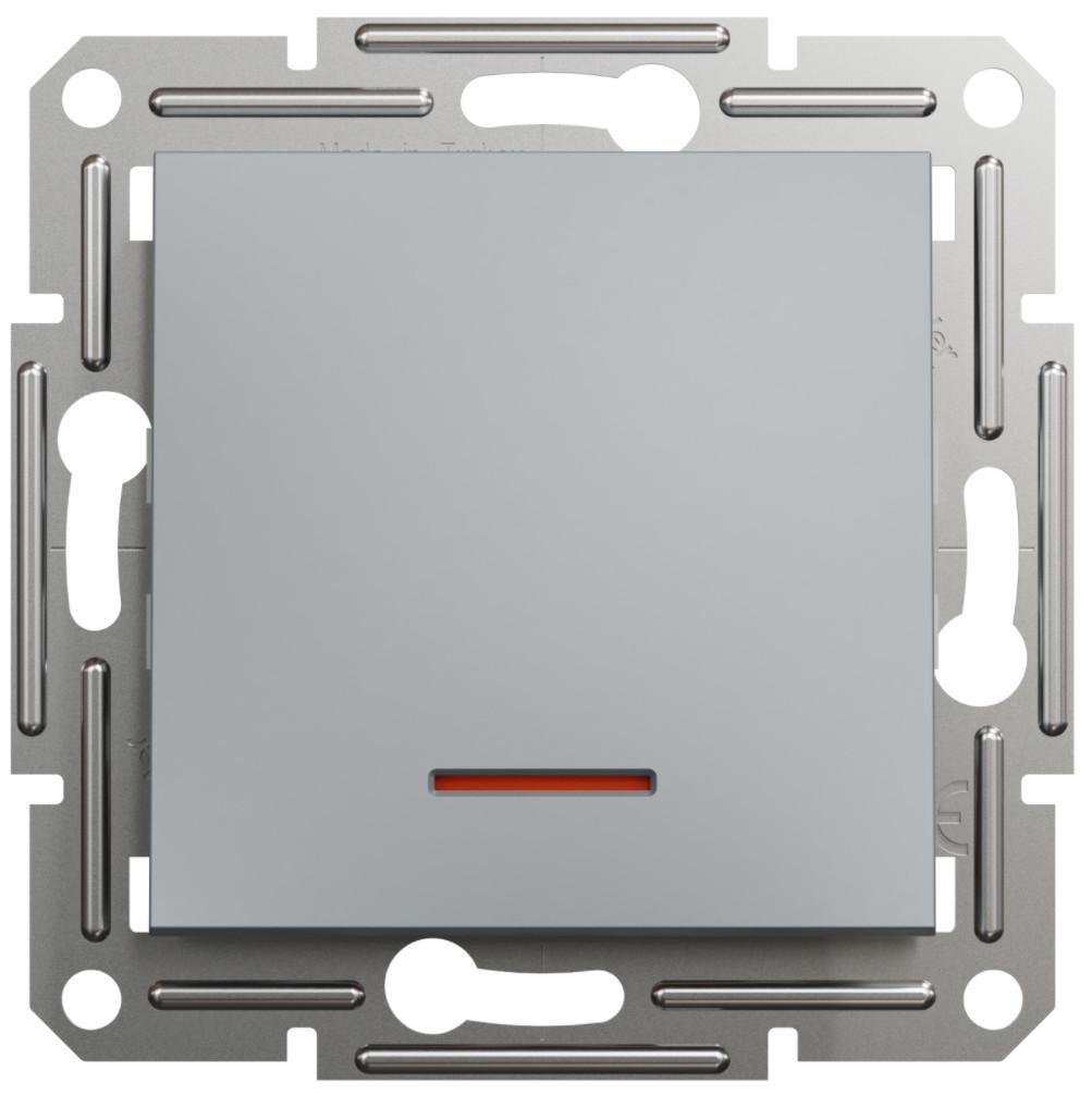 Выключатель одноклавишный с подсветкой Schneider Electric Asfora Сталь (00000003143)