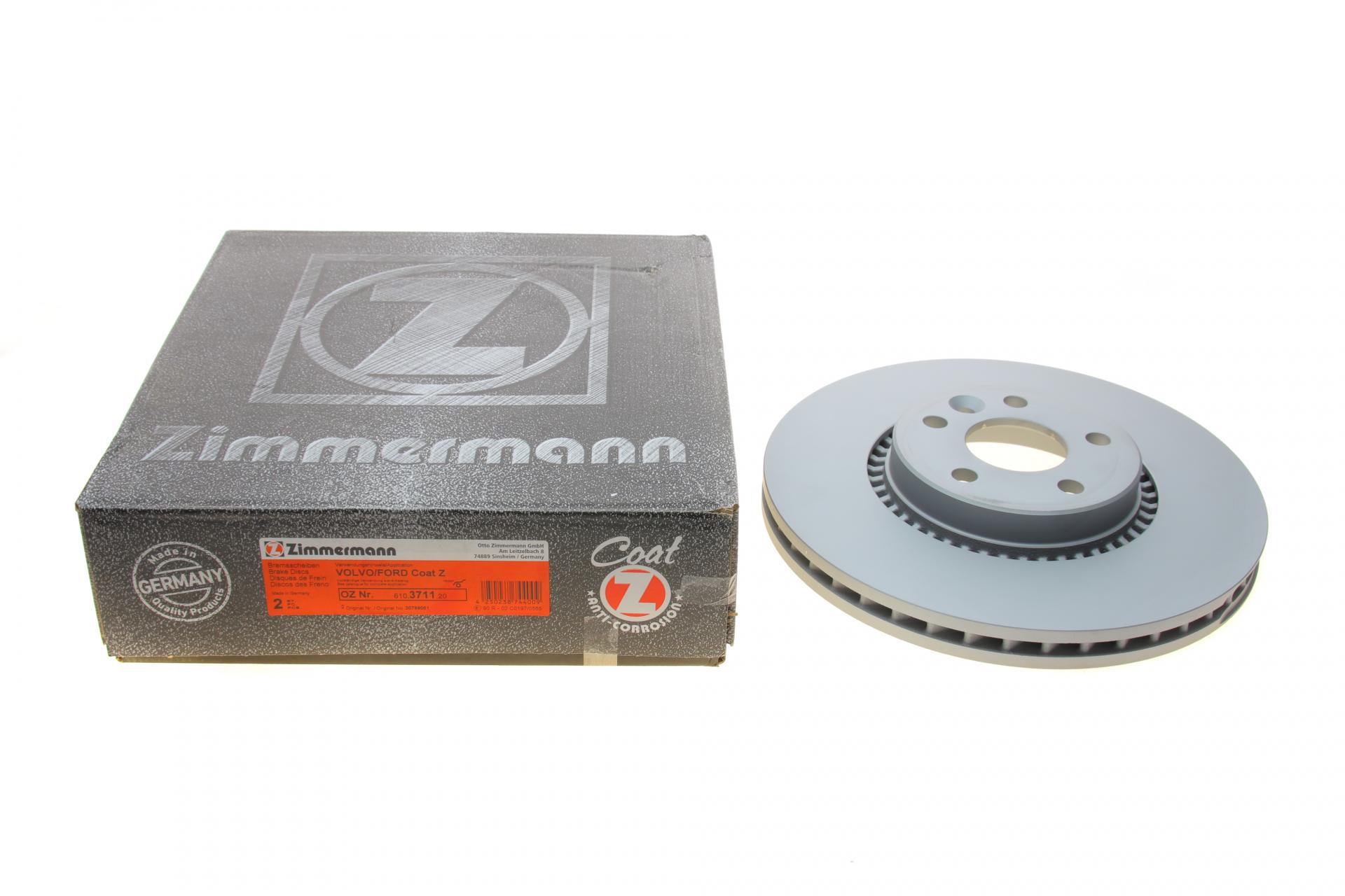 Тормозной диск передний ZIMMERMANN для Ford Galaxy/S-max/Volvo S80/V60/V70 06-316x28 мм (610.3711.20)