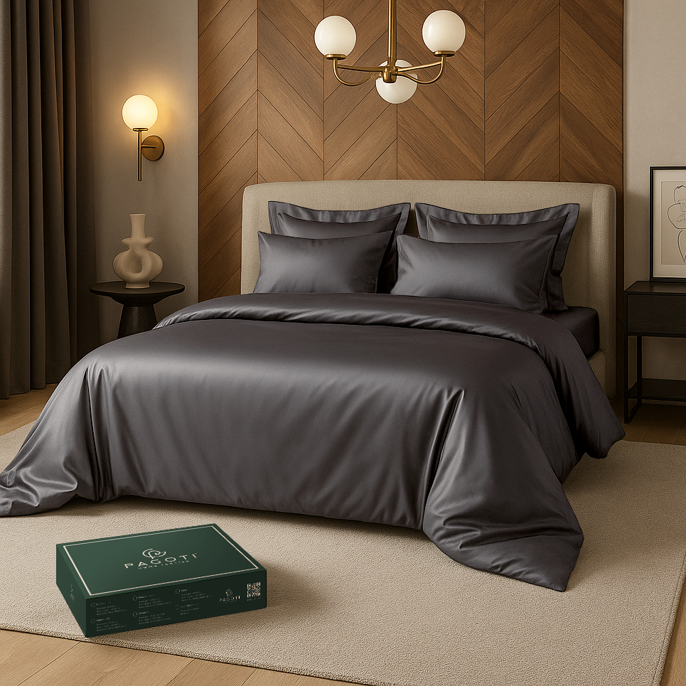 Комплект постільної білизни ліоцелл PAGOTI Aura євро 2х50х70/2х70х70 см Антрацитовий