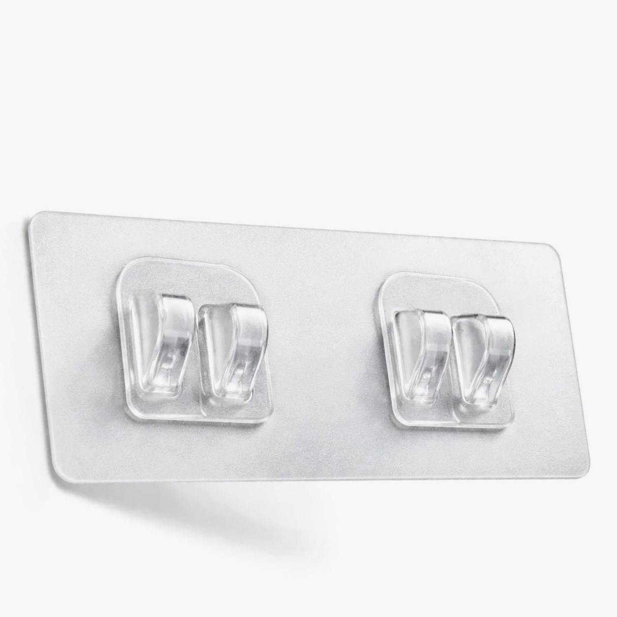 Тримач для ванної кімнати настінний самоклеючий з двома гачками прозорий (31383244) Тримач для ванної кімнати настінний самоклеючий з двома гачками прозорий (31383244)