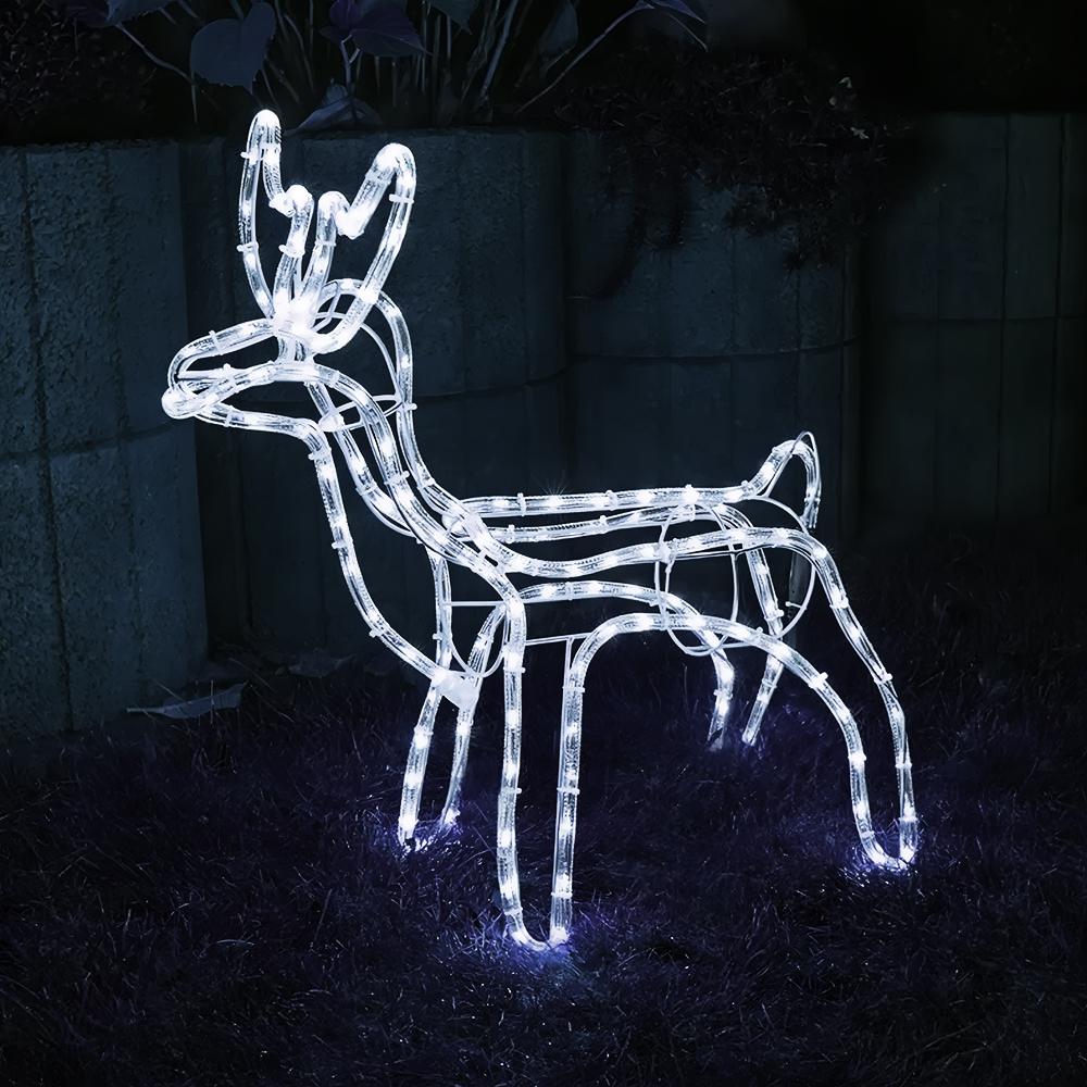 Декоративна світлодіодна фігура "Новорічний олень" висота 95 см 220 В з поворотом голови Білий - фото 3