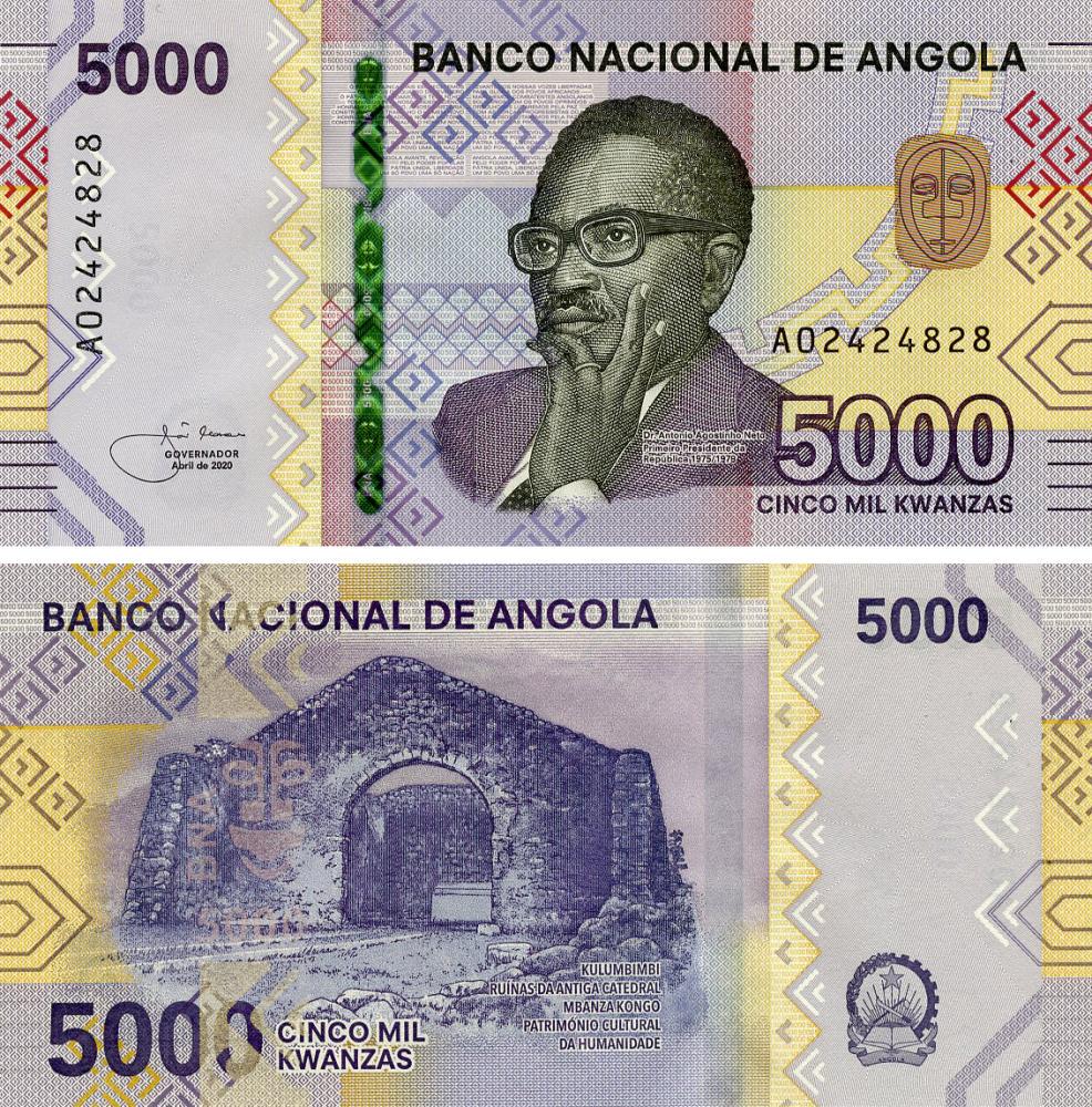 Коллекционная банкнота Ангола 5000 кванз 2020 UNC (PW164)