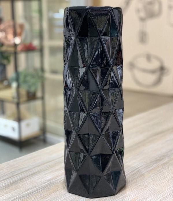 Ваза керамическая BonaDi Поли глянец 41 см Black