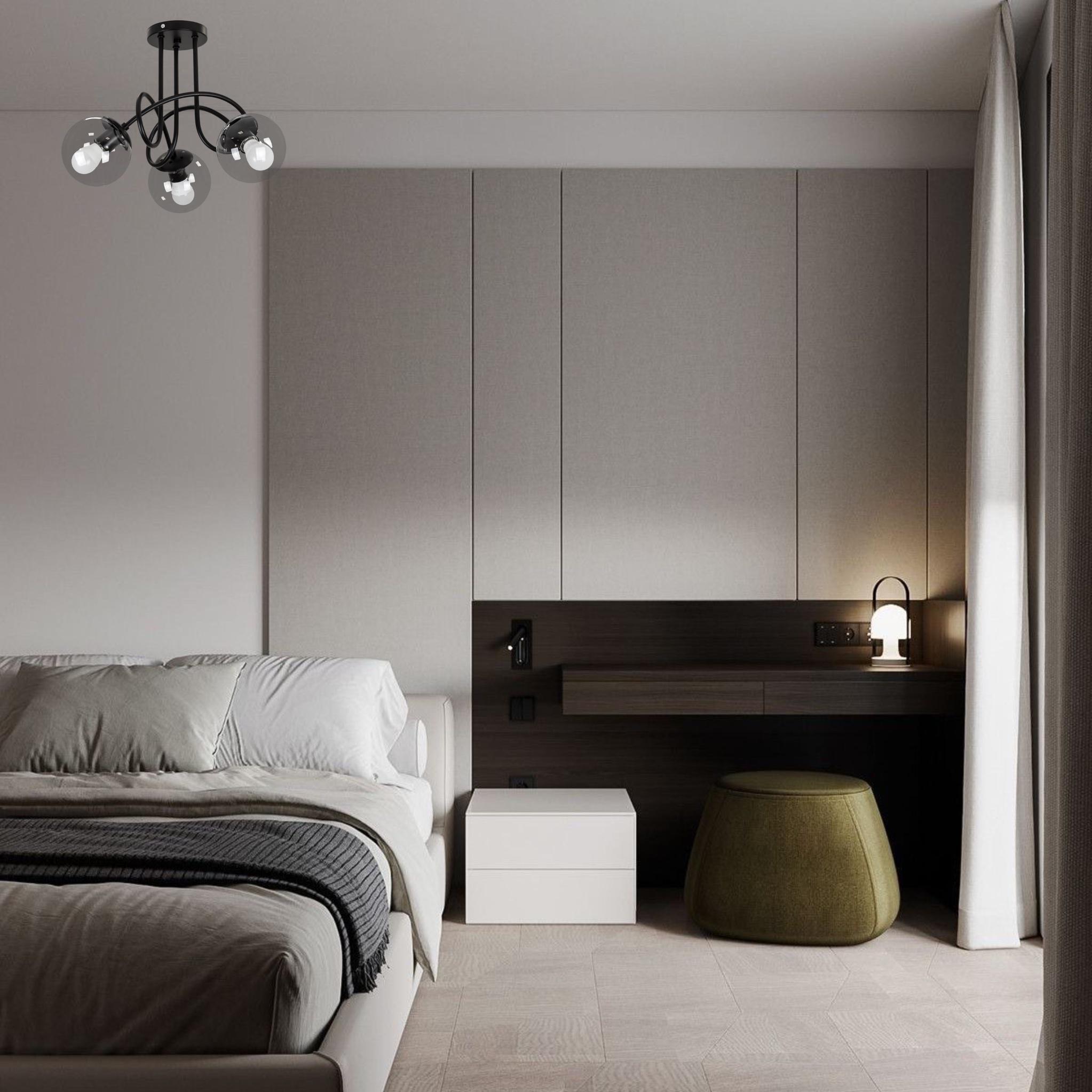 Люстра стельова Triple Glow з 3 плафонами-кулями Чорний/Прозорий (52-9903-3 BK+CL) - фото 2