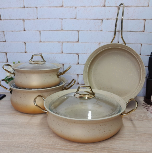 Набір посуду OMS з антипригарним покриттям для індукціі 7 предметів (3044-ind-cream) - фото 5 Набір посуду OMS з антипригарним покриттям для індукціі 7 предметів (3044-ind-cream) - фото 5