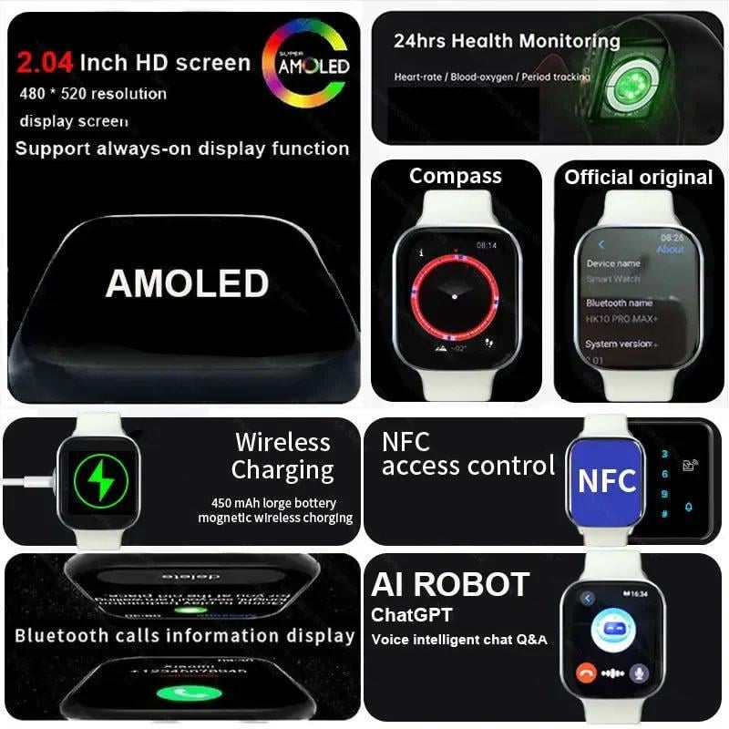 Смарт-годинник HK10 Pro Max AMOLED Bluetooth Білий (30644197) - фото 16 Смарт-годинник HK10 Pro Max AMOLED Bluetooth Білий (30644197) - фото 16