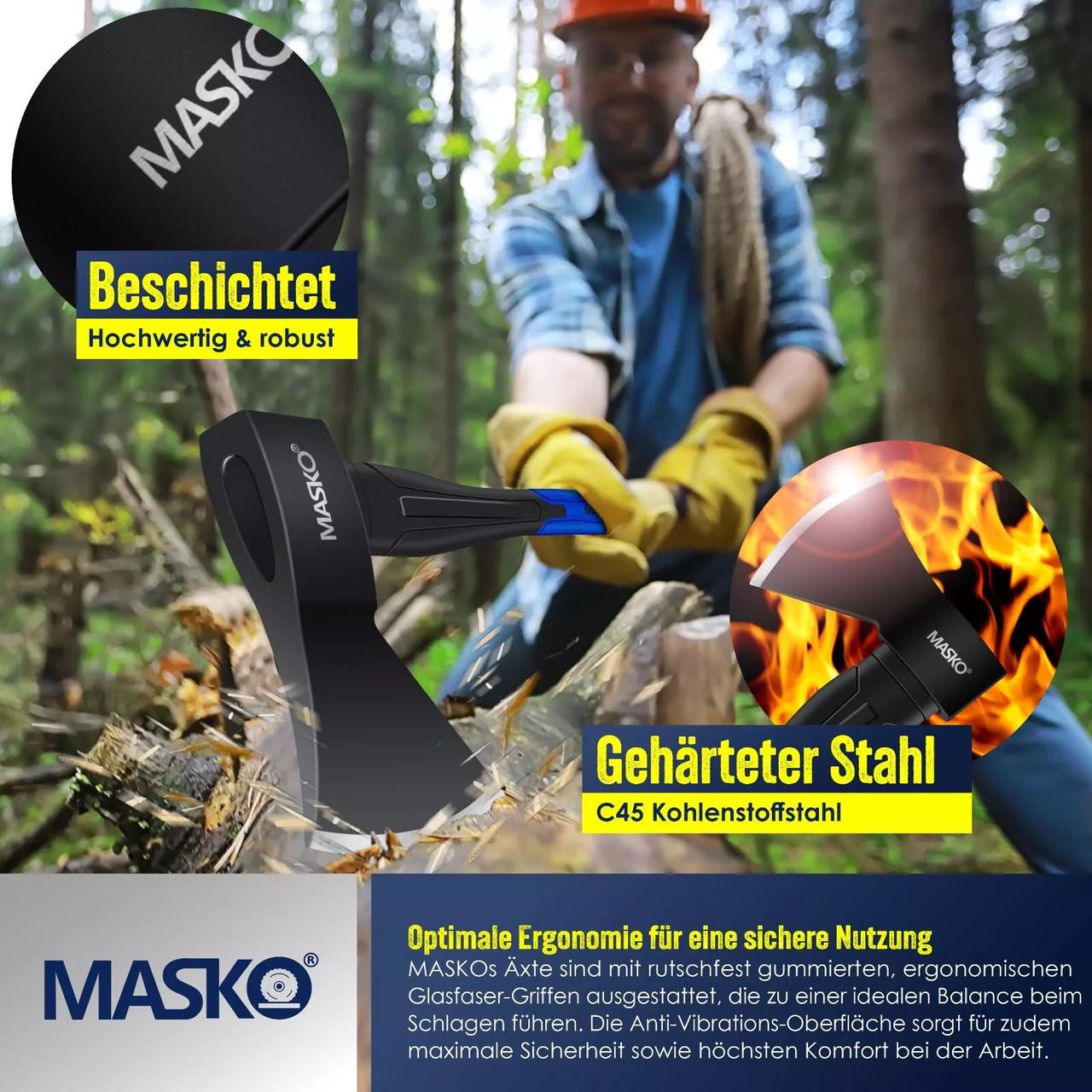 Топор универсальный MASKO с набором перчаток 800 г Черный/Синий - фото 9 Топор универсальный MASKO с набором перчаток 800 г Черный/Синий - фото 9