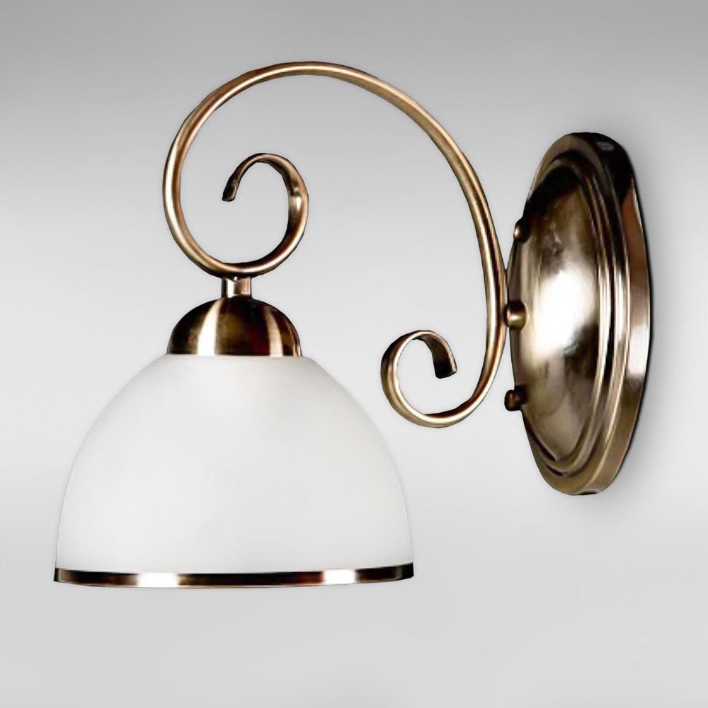 Настенный светильник Light House SH-17000/1W AB E27 плафон белый 260х150х220 мм Бронзовый