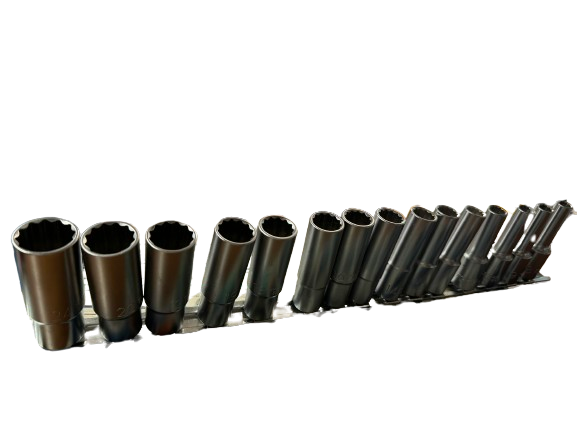 Набір головок довгих Toptul GAAQ1606U-12 на планці 12-гр 1/2" 8-19/21/22/24 мм 15 од. (GAAQ1606U-12)