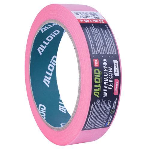 Лента малярная Alloid Pro деликатная рисовая 24 мм х 40 м 100 мкм Розовый