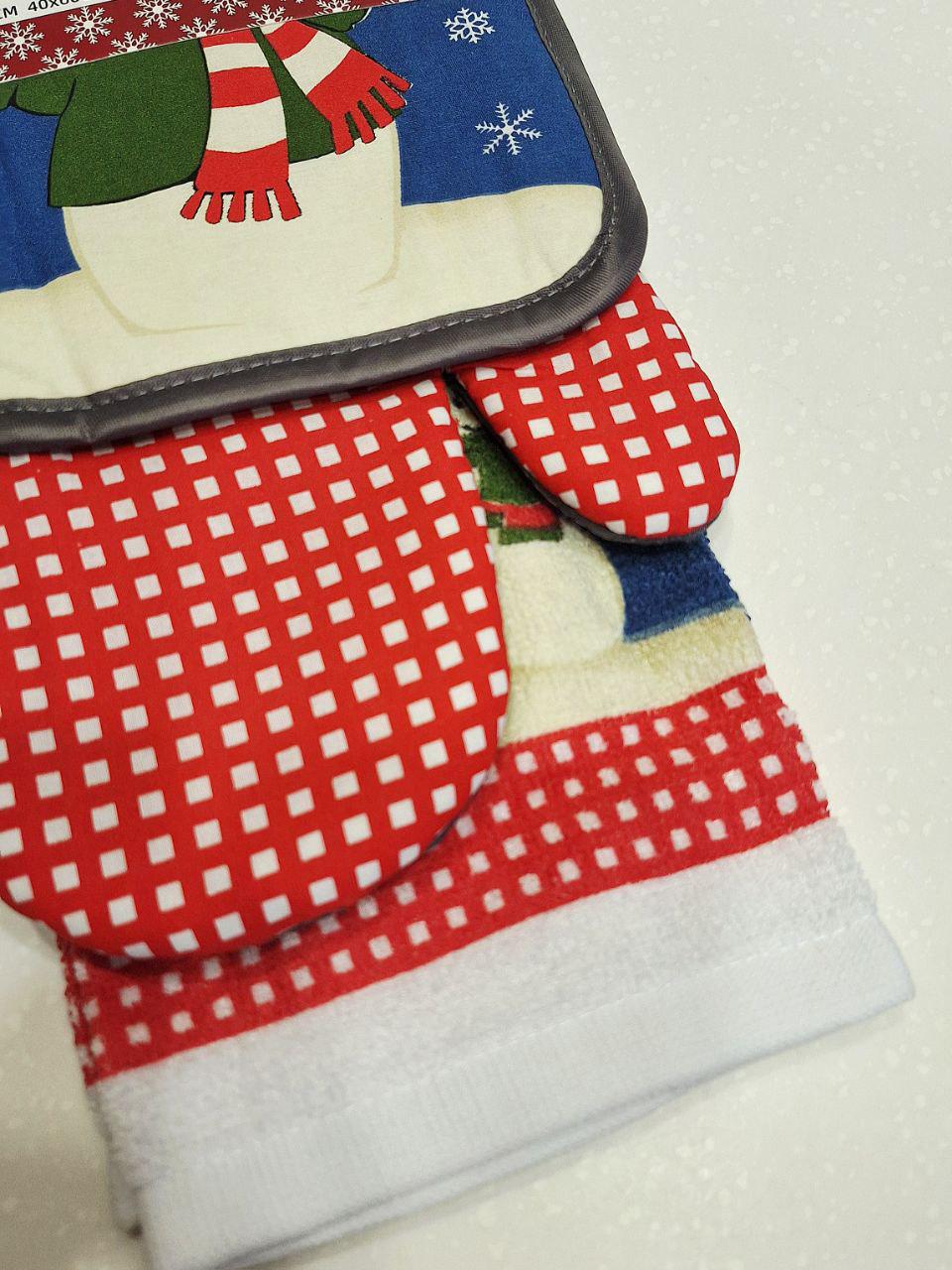 Набор кухонный подарочный Malloory Home Снеговики прихватка/полотенце/перчатка 3 пр. (1744) - фото 4