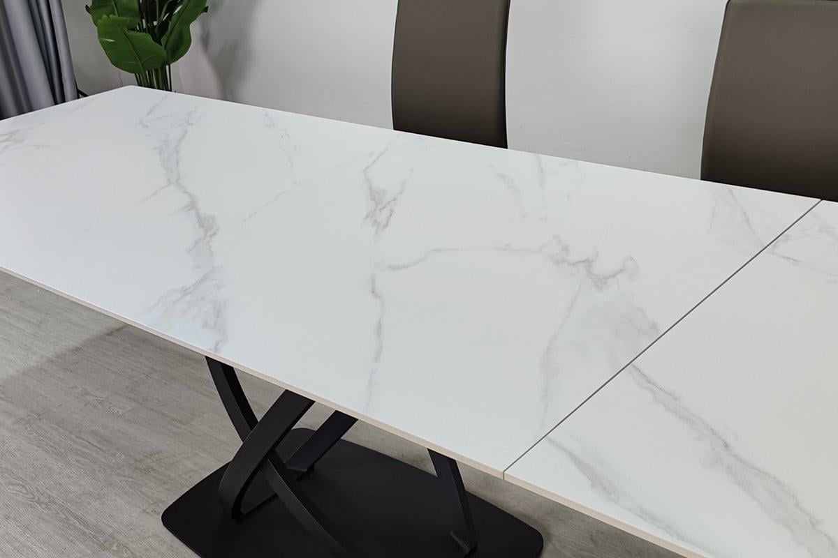 Стол обеденный раскладной Intarsio HILDA CERAMIC 160-240х90 см Белый матовый/Черный (HILDA160) - фото 8 Стол обеденный раскладной Intarsio HILDA CERAMIC 160-240х90 см Белый матовый/Черный (HILDA160) - фото 8