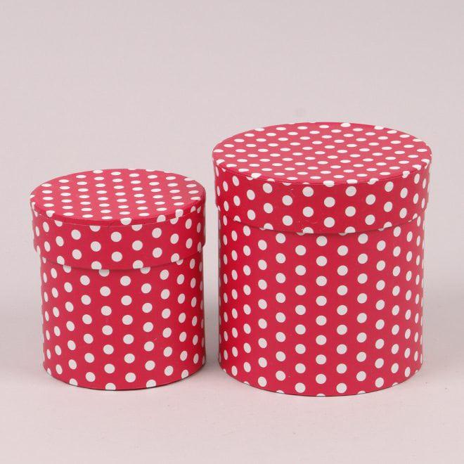 Комплект коробок для цветов Flora 2 шт. Красный в белый горошек (39868) - фото 1