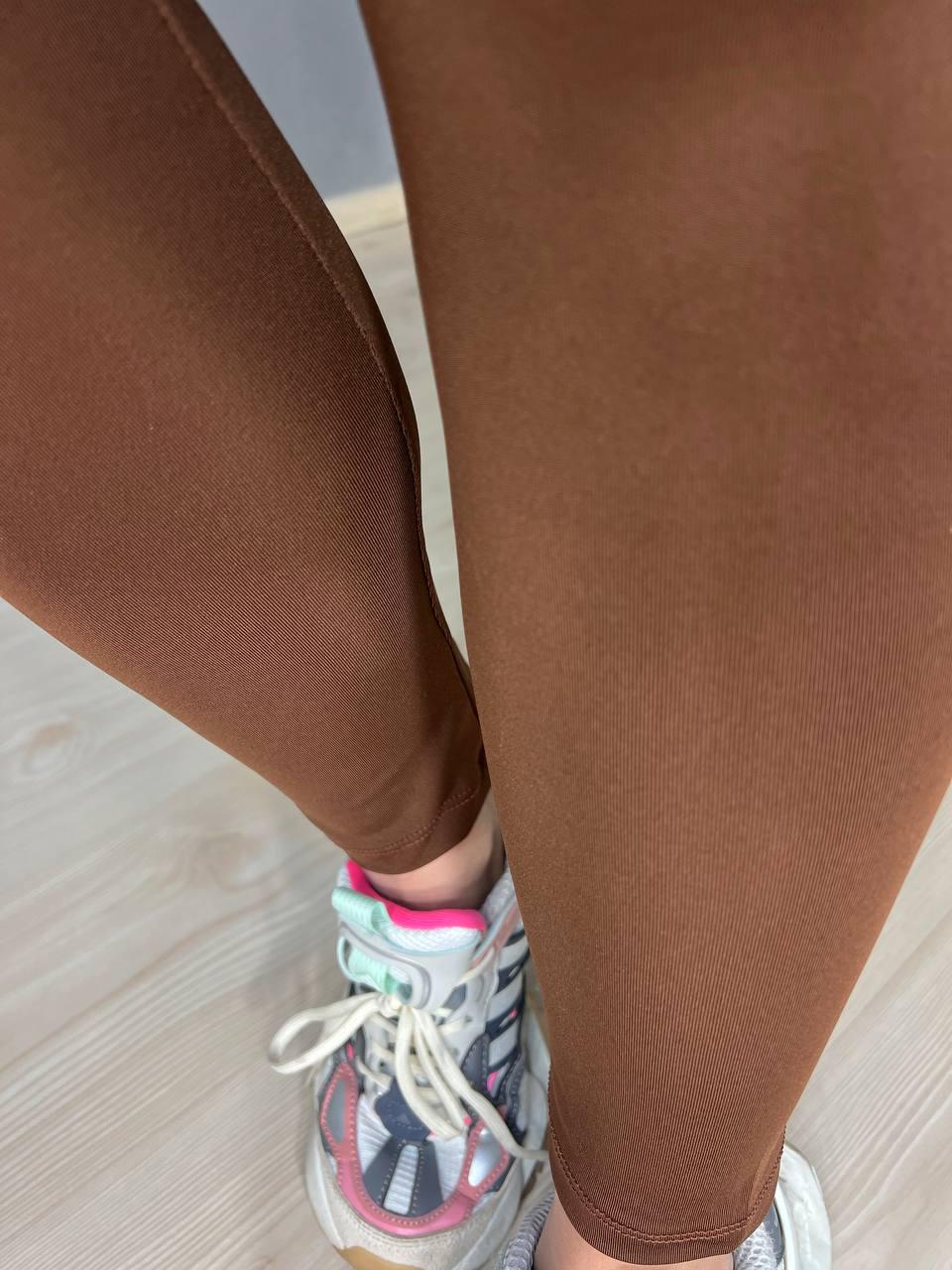 Лосины женские Oysho 101 NanoFit с широким поясом тонкие 2XL Коричневый (4048) - фото 4