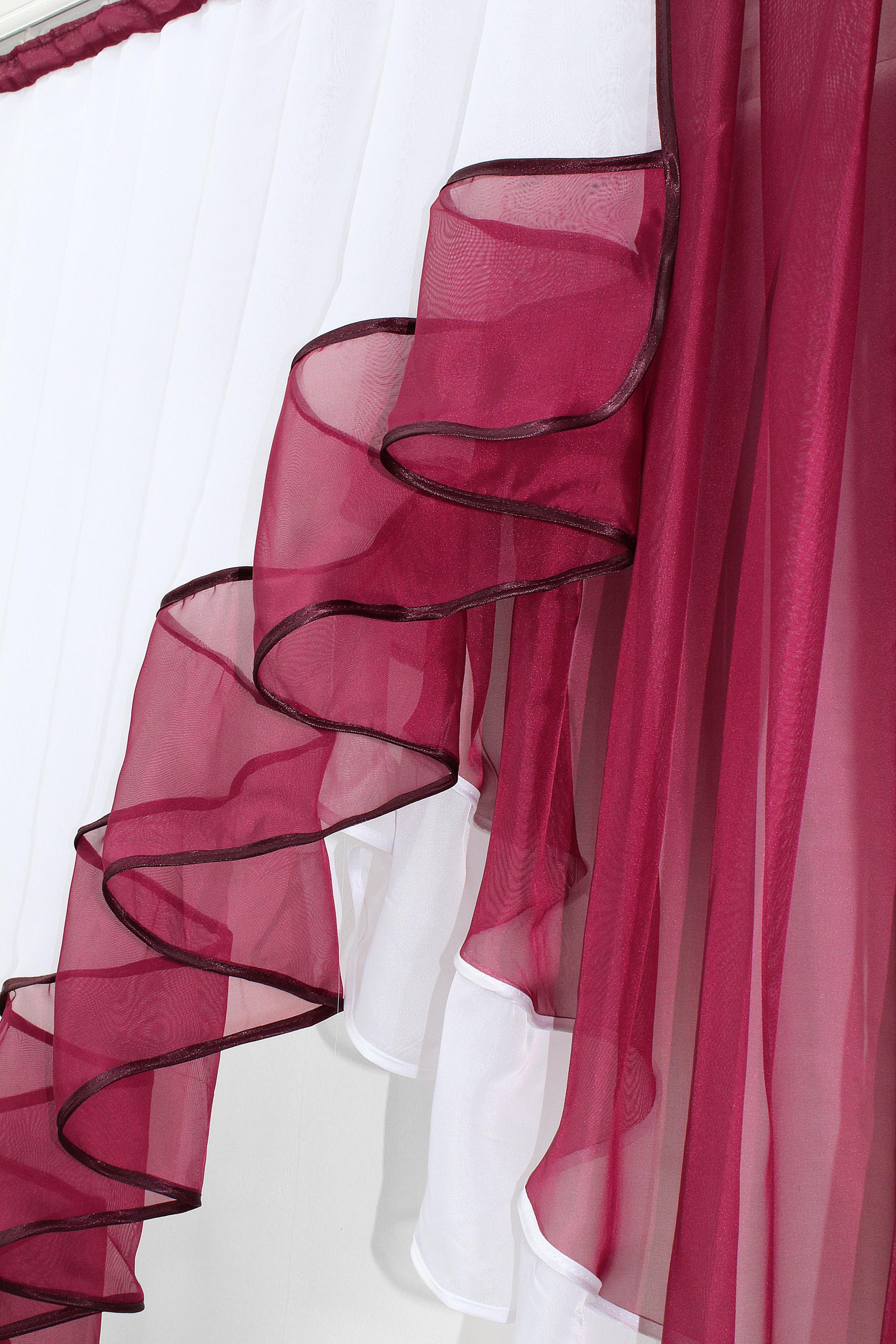 Фіранка кухонна VR-Textil № 023к 150х150 см Білий/Бордовий (50-525) - фото 6