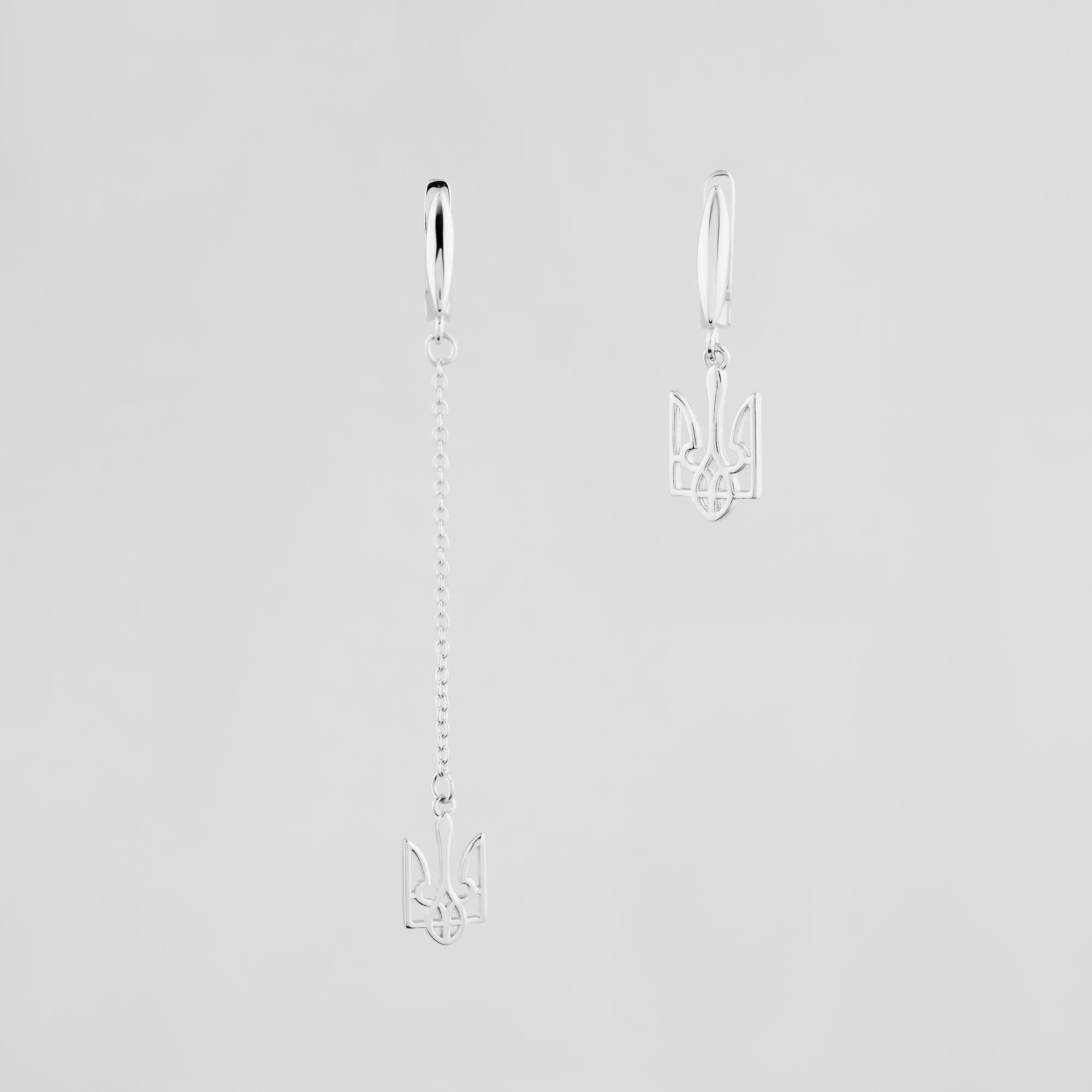 Серебряные серьги Minimal Герб Украины (13558)