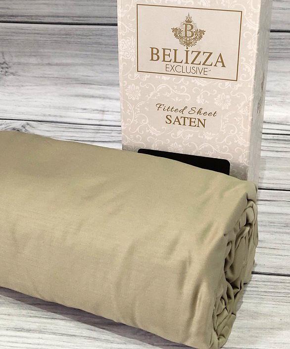 Простыня сатиновая BELIZZA на резинке 160х200 см и 2 наволочки 50х70 см