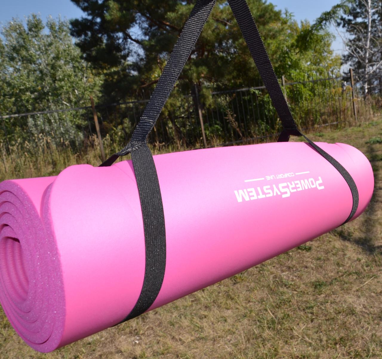 Килимок для йоги та фітнесу Power System PS-4017 NBR Fitness Yoga Mat Plus Pink 180х61х1 см (15272634) - фото 7