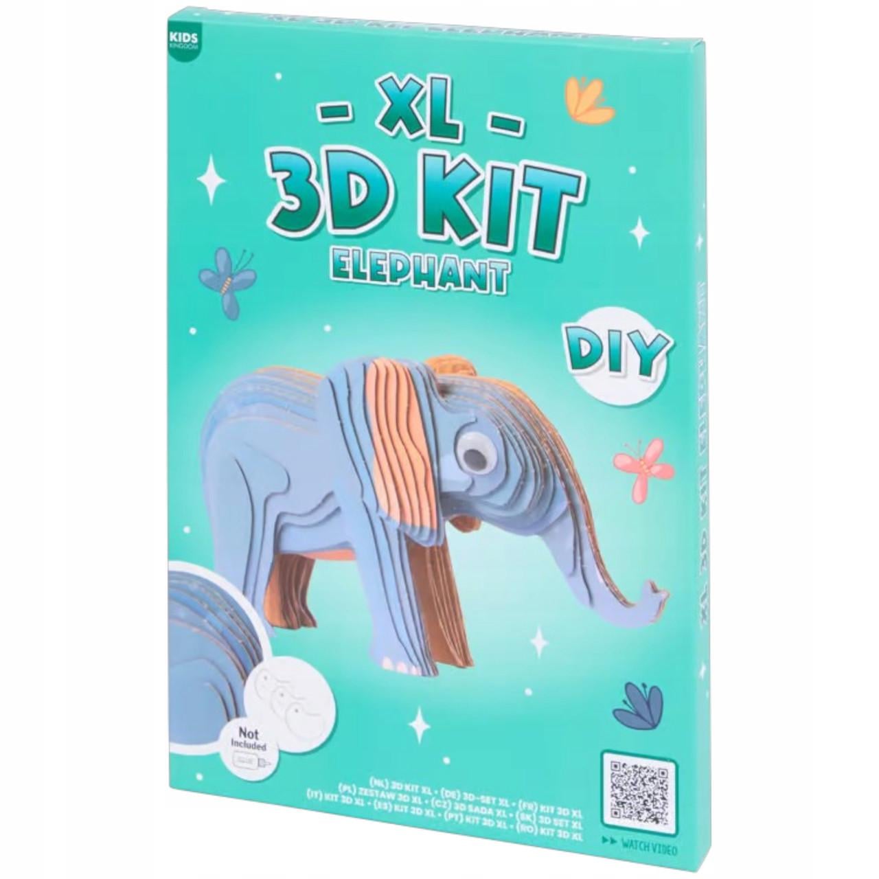 Фигурка 3D бумажная Kids Kingdom DIY Слон XL 31х21 см