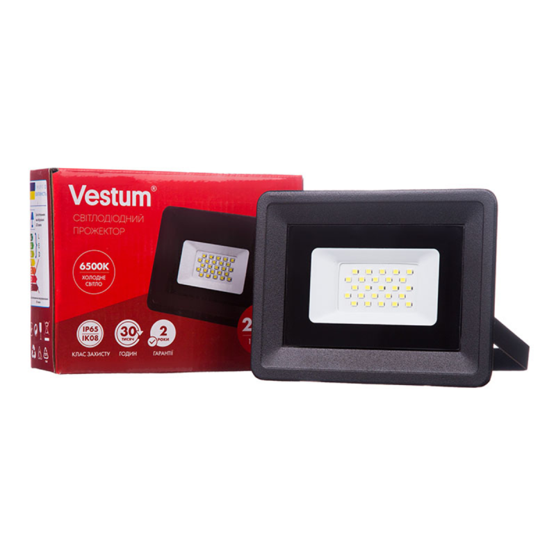 Прожектор світлодіодний Vestum 20W 1800 Лм 6500K 185-265V IP65 (1-VS-3002)