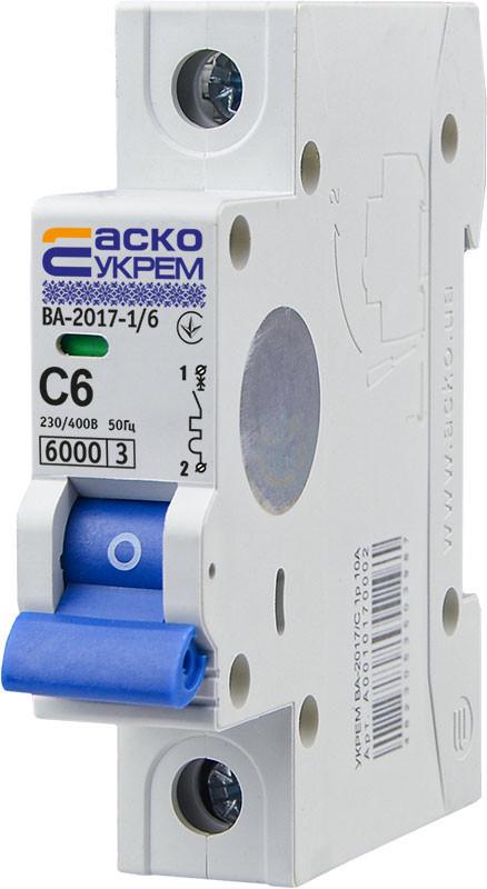 Автоматический выключатель АСКО-УКРЕМ ВА-2017 1Р 6А С (2212871257)