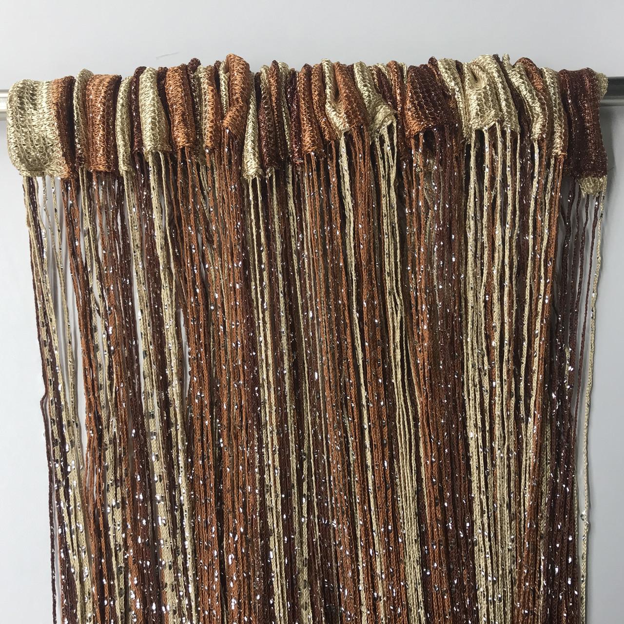 Шторы-нити с люрексом 300x280 см Кофейный/Шоколадный/Коричневый (NL-204)