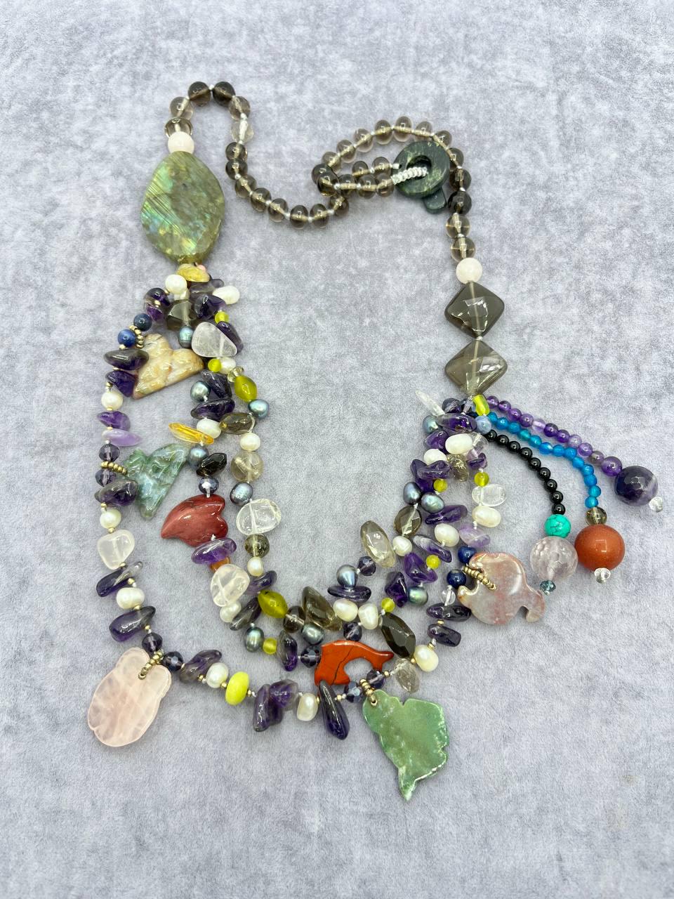 Бусы самоцветы 59 см Разноцветный (10145)