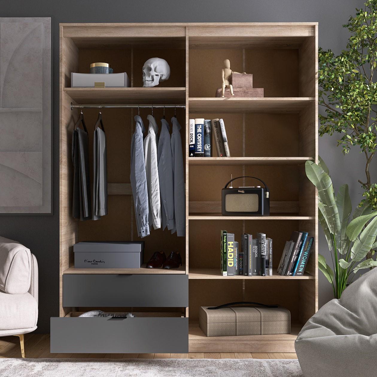 Шафа Everest Сіті 1600 1602х500х2046 мм Сонома/Графіт (11434) - фото 8 Шафа Everest Сіті 1600 1602х500х2046 мм Сонома/Графіт (11434) - фото 8