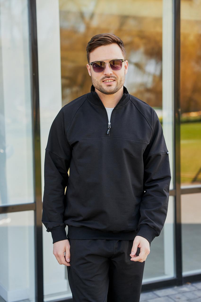 Джемпер мужской М180.3 с молнией на горловине M Черный (888-1-61)