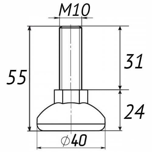 Опора регульована Steelfix М10х55 D40мм 40 шт. Чорний (246286) - фото 2