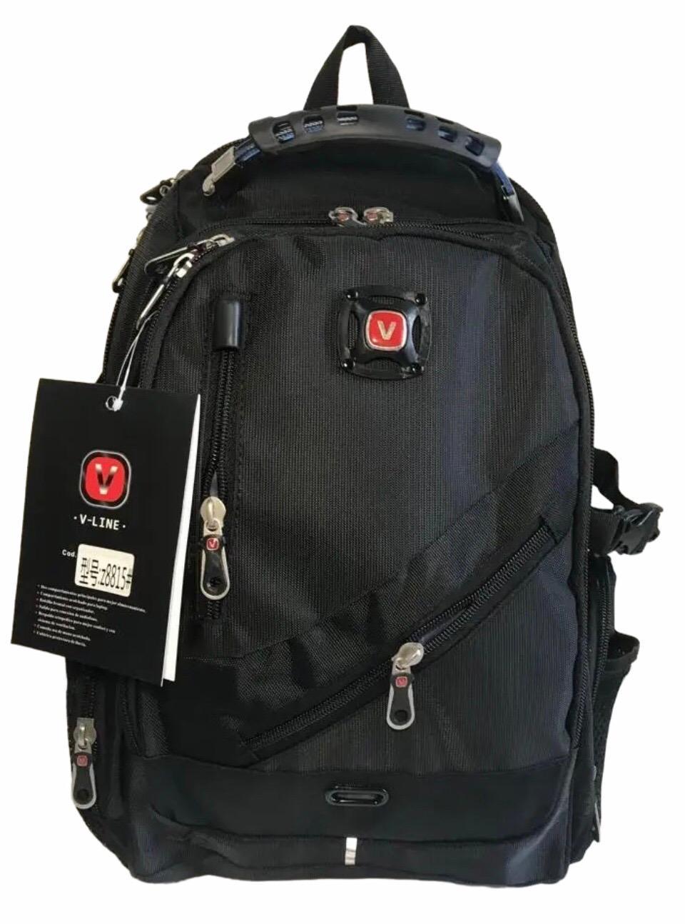 Рюкзак тканевый Victory ортопедический с металлической ручкой/дождевик/usb черный шнур (8815M)