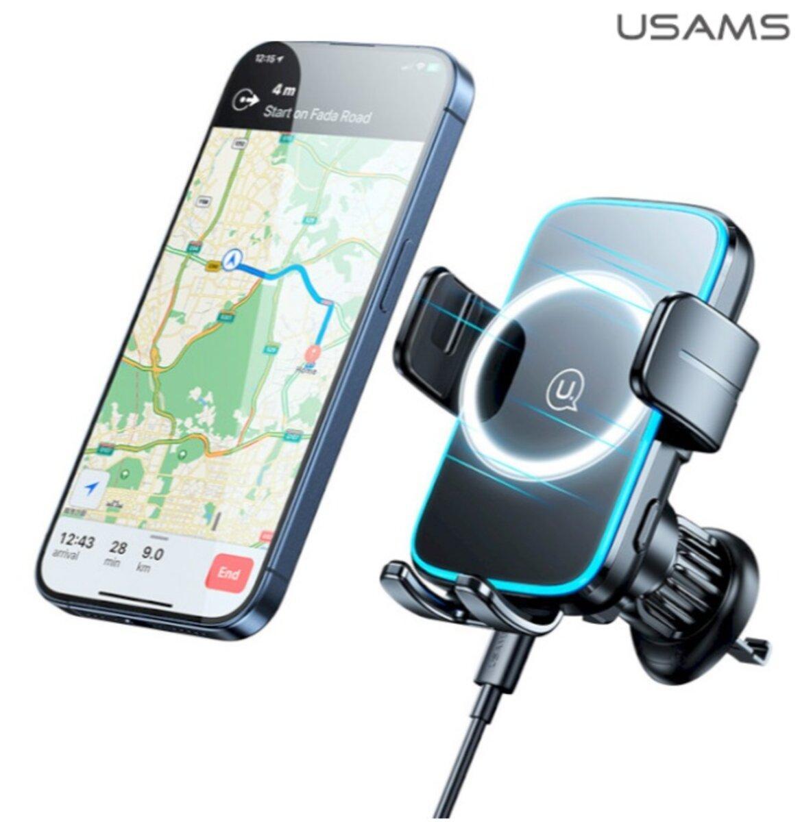 Тримач для телефону з бездротовою зарядкою Usams CD230 15W Wireless Charging Car Holder Air Vent Black - фото 4